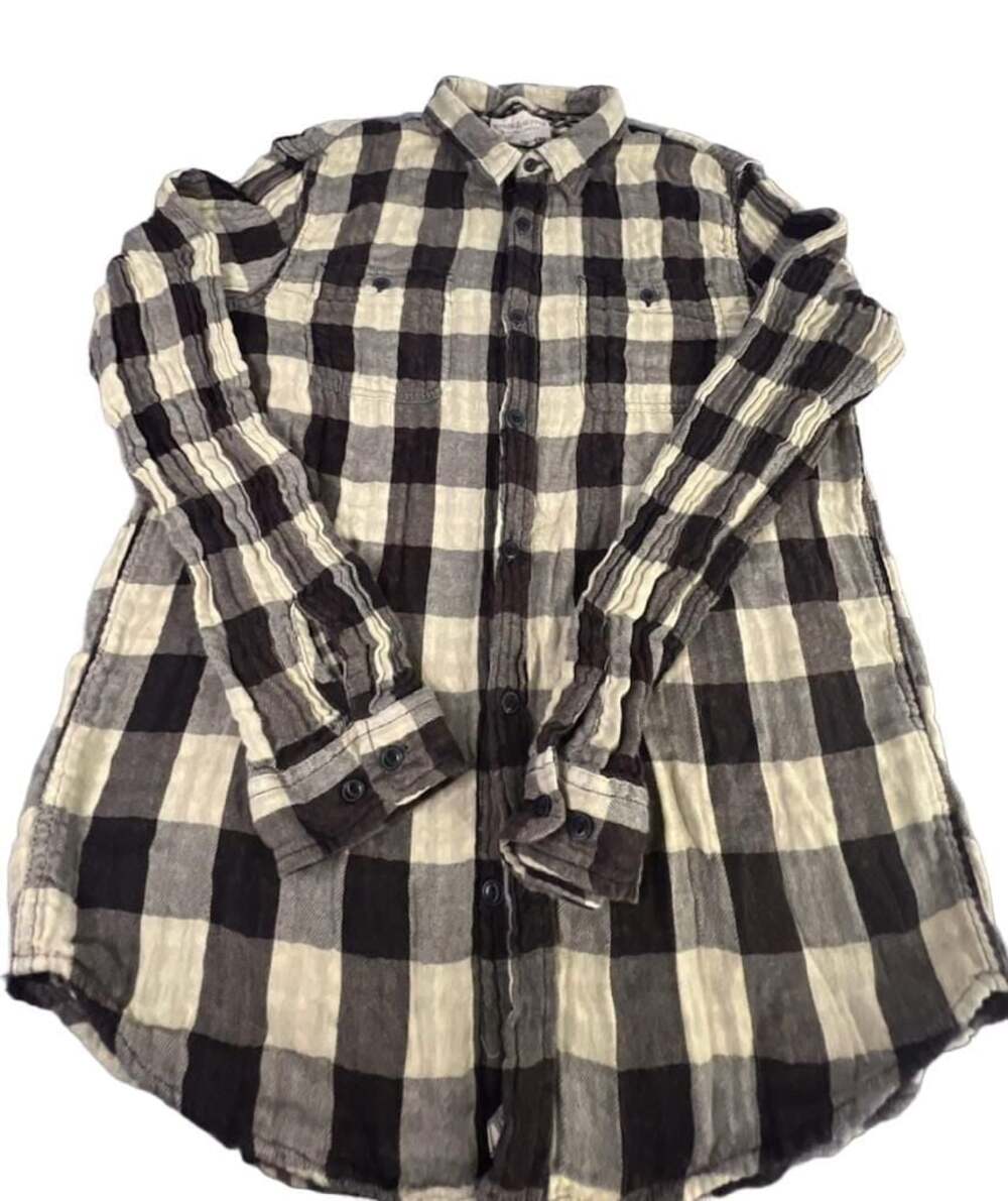 Denim & Supply Ralph Lauren Black and Cream Plaid Flannel Button Down Shirt XL